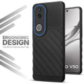 Soft silicone back cover for Vivo V50 5G in Black with anti-slip grip and textured design