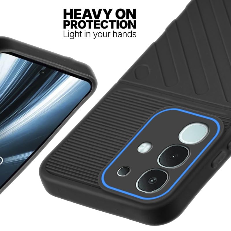Silicone case for Vivo T4x 5G with raised edges for screen and camera protection in Black