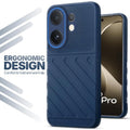 Soft silicone back cover for Vivo T4 Pro 5G in blue with anti-slip grip and textured design