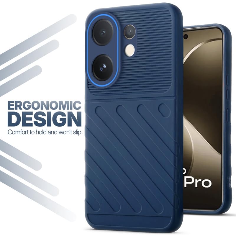 Soft silicone back cover for Vivo T4 Pro 5G in blue with anti-slip grip and textured design