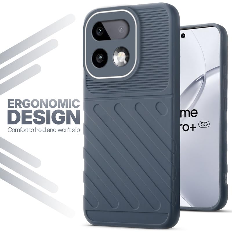 Soft silicone back cover for Realme 16 Pro Plus 5G in Grey with anti-slip grip and textured design