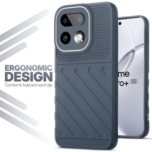 Soft silicone back cover for Realme 16 Pro Plus 5G in Grey with anti-slip grip and textured design