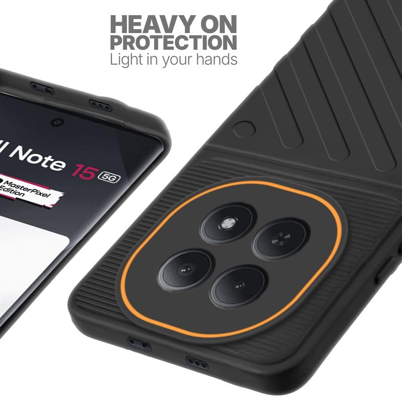 Silicone case for Redmi Note 15 5G with raised edges for screen and camera protection in Black