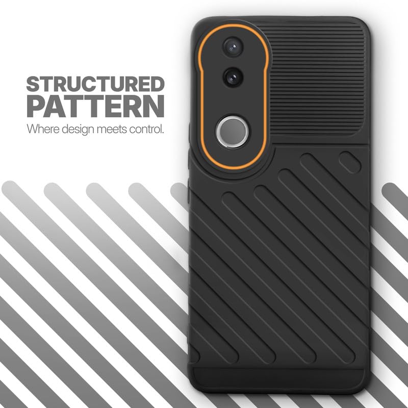 Textured soft silicone back cover for Vivo V50 5G, Black finish with comfortable anti-slip grip