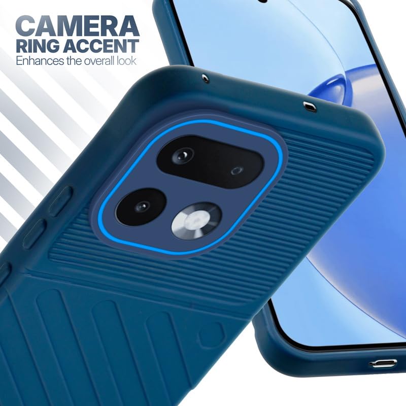 Realme 16 Pro 5G blue silicone case with raised camera ring for extra lens protection and stylish look
