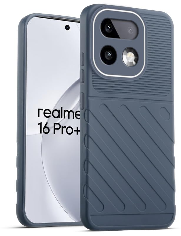 Lightweight and flexible silicone case for Realme 16 Pro Plus 5G with raised camera protection – Grey color