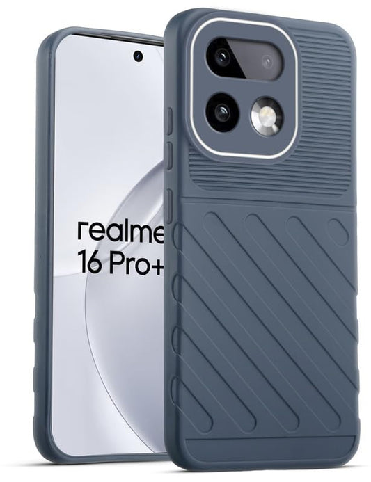 Lightweight and flexible silicone case for Realme 16 Pro Plus 5G with raised camera protection – Grey color