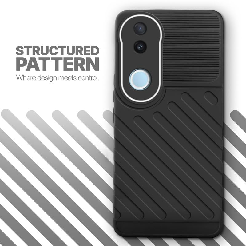 Textured soft silicone back cover for iQOO Z10R 5G, Black finish with comfortable anti-slip grip