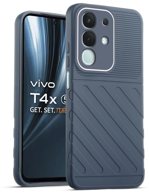 Lightweight and flexible silicone case for Vivo T4x 5G with raised camera protection – Grey color