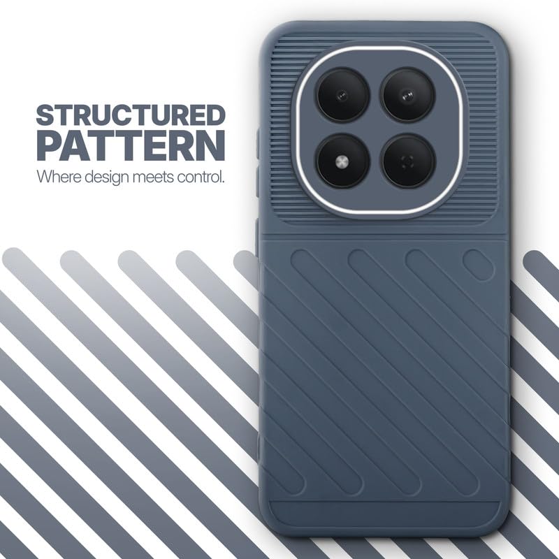 Textured soft silicone back cover for Redmi Note 15 Pro 5G, Grey finish with comfortable anti-slip grip