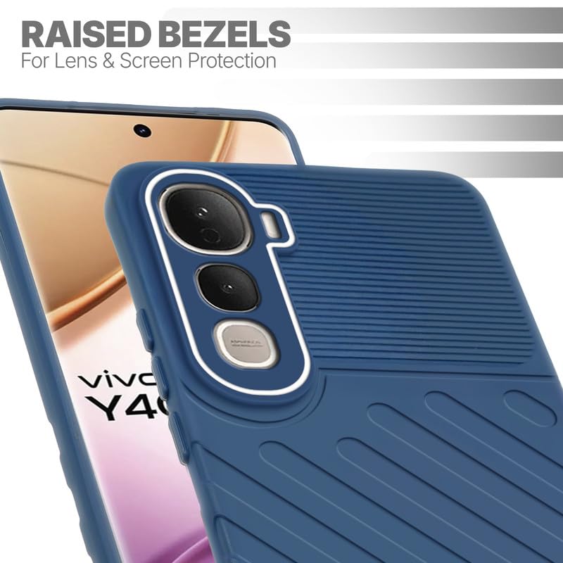 Slim blue silicone back cover for Vivo Y400 Pro 5G with strong drop protection and soft feel