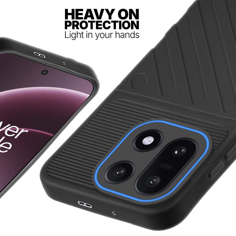 Silicone case for OnePlus 15 5G with raised edges for screen and camera protection in Black