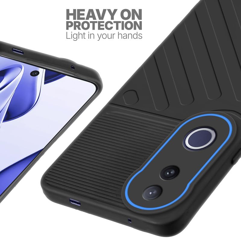 Silicone case for Vivo V50e 5G with raised edges for screen and camera protection in Black