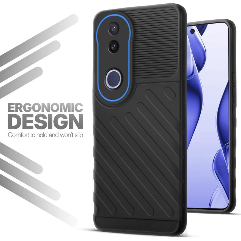 Soft silicone back cover for Vivo V50e 5G in Black with anti-slip grip and textured design