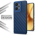Soft silicone back cover for Realme 15 5G in blue with anti-slip grip and textured design