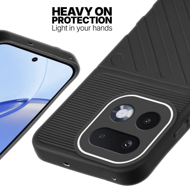Silicone case for Realme 16 Pro 5G with raised edges for screen and camera protection in Black