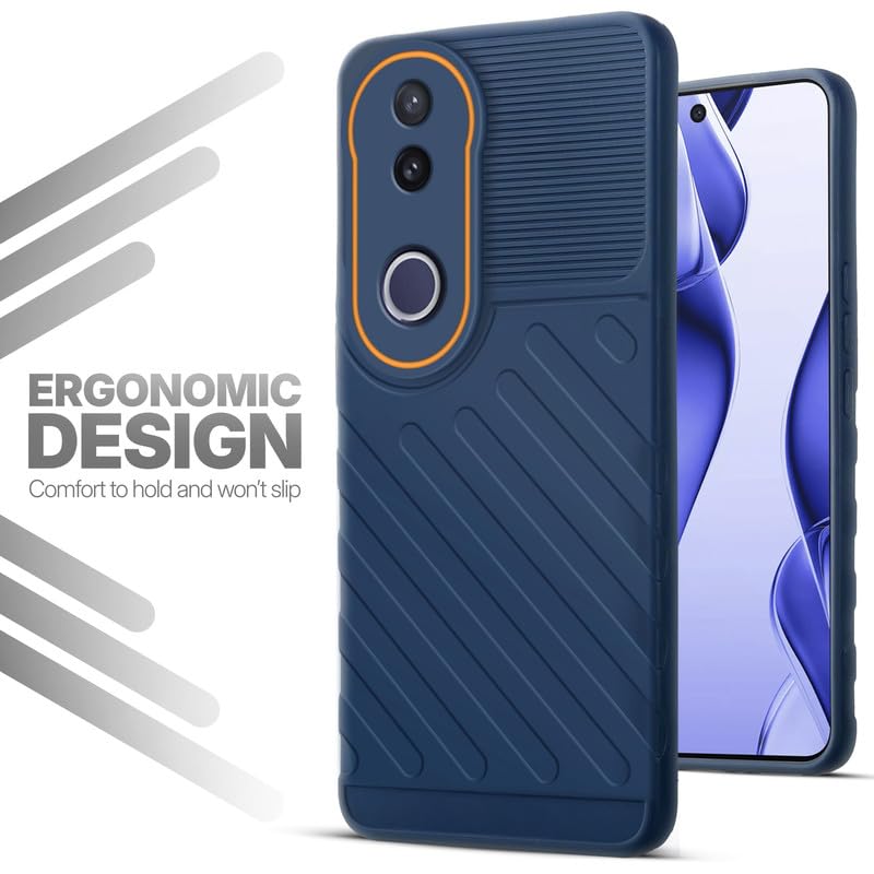 Soft silicone back cover for Vivo V50e 5G in blue with anti-slip grip and textured design