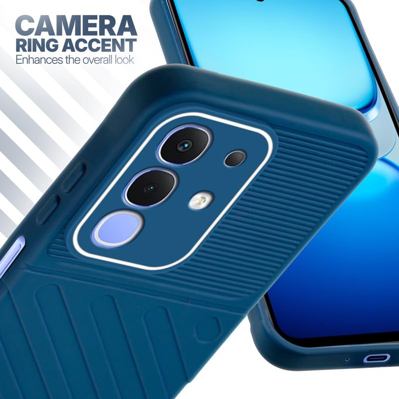 iQOO Z10x 5G blue silicone case with raised camera ring for extra lens protection and stylish look