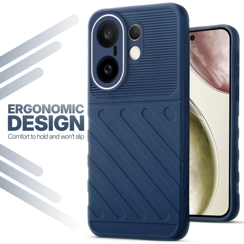 Soft silicone back cover for Vivo X200 FE 5G in blue with anti-slip grip and textured design