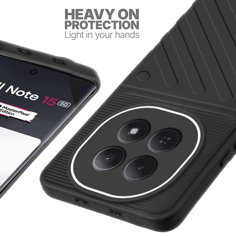 Silicone case for Redmi Note 15 5G with raised edges for screen and camera protection in Black