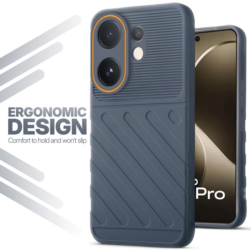 Soft silicone back cover for Vivo T4 Pro 5G in Grey with anti-slip grip and textured design