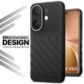 Soft silicone back cover for Vivo V60 5G in Black with anti-slip grip and textured design