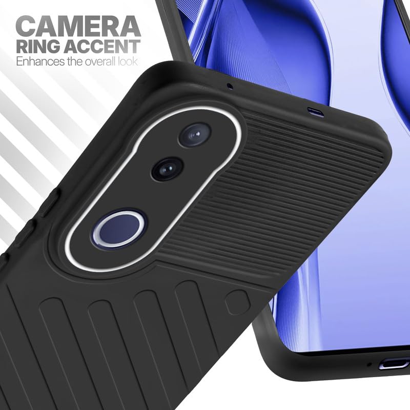 Vivo V50e 5G Black silicone case with raised camera ring for extra lens protection and stylish look