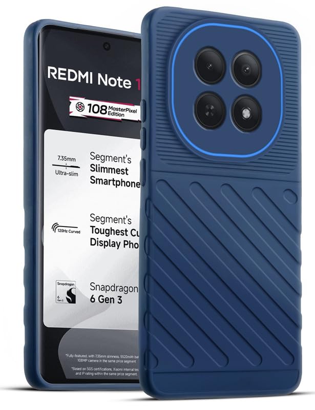 Lightweight and flexible silicone case for Redmi Note 15 5G with raised camera protection – blue color