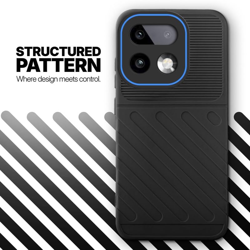 Textured soft silicone back cover for Realme 16 Pro Plus 5G, Black finish with comfortable anti-slip grip