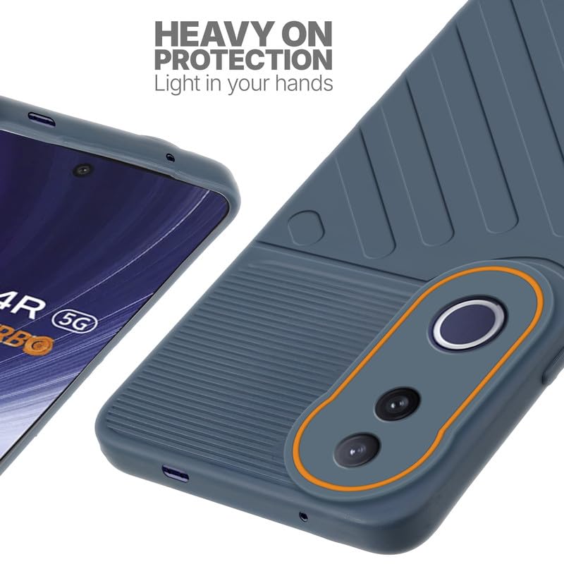 Silicone case for Vivo T4R 5G with raised edges for screen and camera protection in Grey