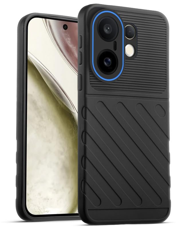 Lightweight and flexible silicone case for Vivo X200 FE 5G with raised camera protection – Black color