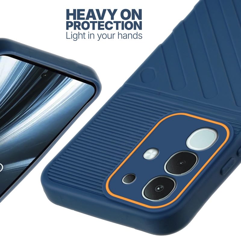 Silicone case for Vivo T4x 5G with raised edges for screen and camera protection in blue
