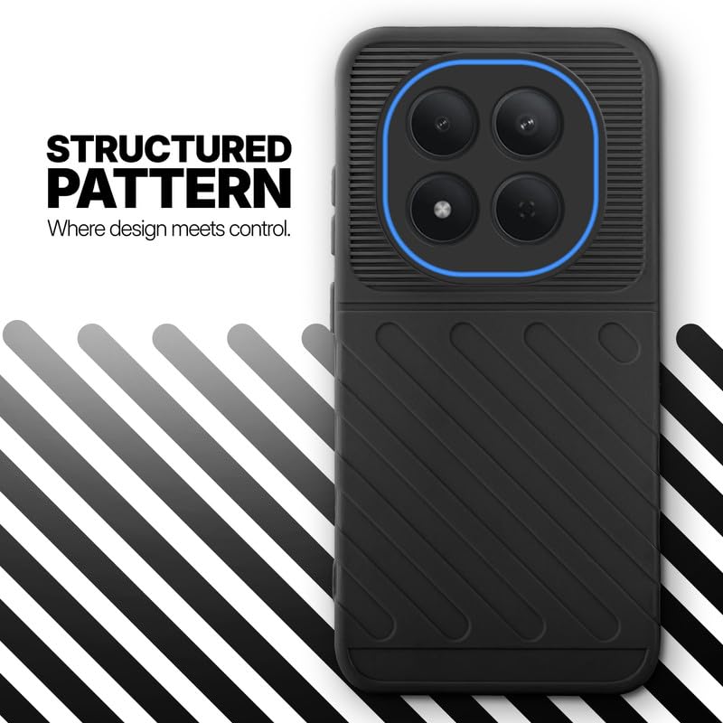 Textured soft silicone back cover for Redmi Note 15 Pro 5G, Black finish with comfortable anti-slip grip