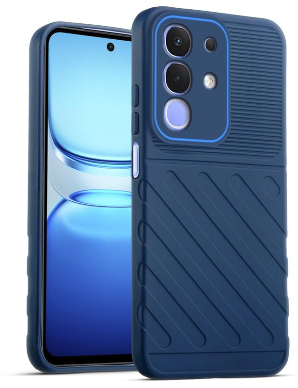 Lightweight and flexible silicone case for iQOO Z10x 5G with raised camera protection – blue color