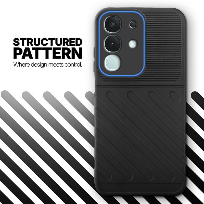 Textured soft silicone back cover for Vivo T4x 5G, Black finish with comfortable anti-slip grip