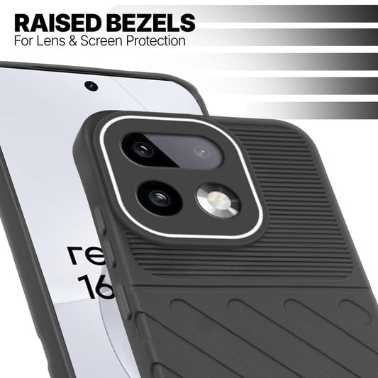 Slim Black silicone back cover for Realme 16 Pro Plus 5G with strong drop protection and soft feel