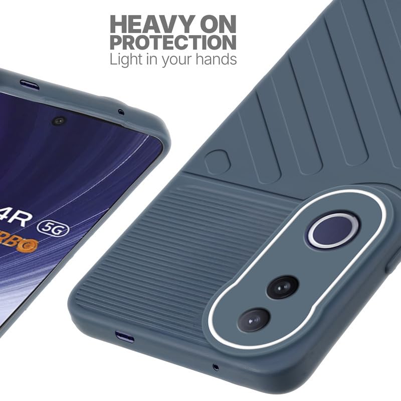 Silicone case for Vivo T4R 5G with raised edges for screen and camera protection in Grey