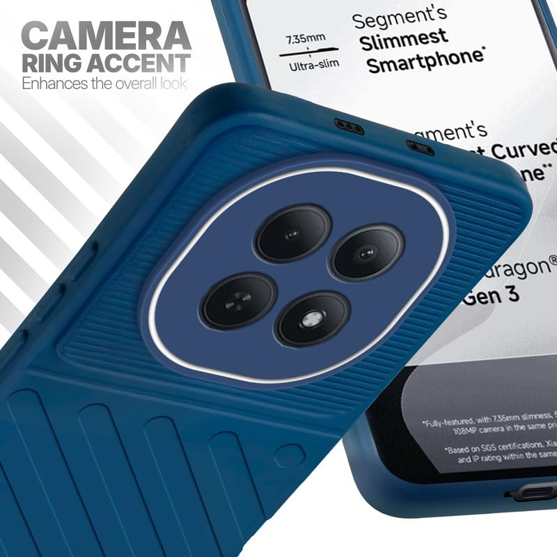 Redmi Note 15 5G blue silicone case with raised camera ring for extra lens protection and stylish look