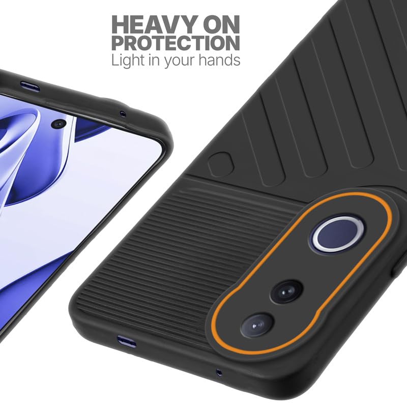 Silicone case for Vivo V50e 5G with raised edges for screen and camera protection in Black