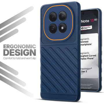 Soft silicone back cover for Redmi Note 15 5G in blue with anti-slip grip and textured design