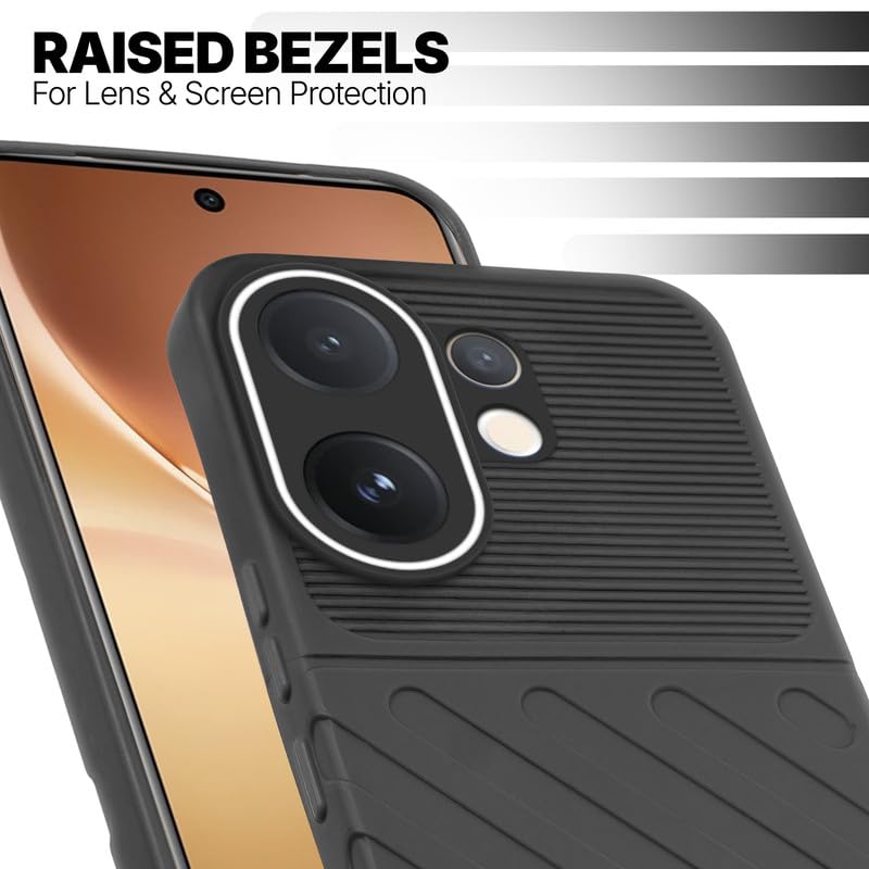 Slim Black silicone back cover for Vivo V60 5G with strong drop protection and soft feel