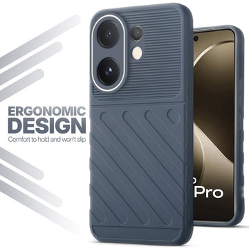 Soft silicone back cover for Vivo T4 Pro 5G in Grey with anti-slip grip and textured design