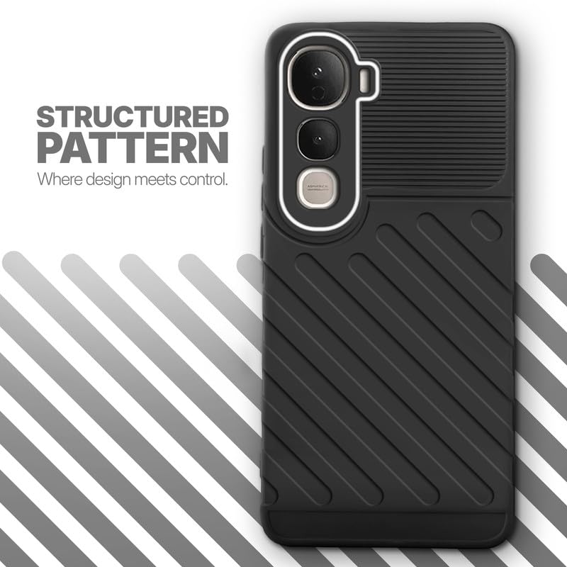 Textured soft silicone back cover for Vivo Y400 Pro 5G, Black finish with comfortable anti-slip grip