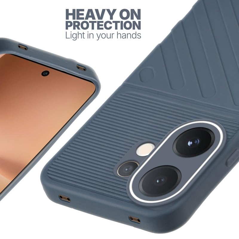 Silicone case for Vivo V60 5G with raised edges for screen and camera protection in Grey