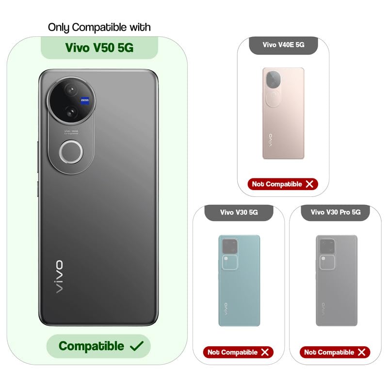 Compatibility comparison image showing Vivo V50 5G supported, while other models are not compatible.