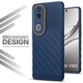 Soft silicone back cover for Vivo V50 5G in blue with anti-slip grip and textured design