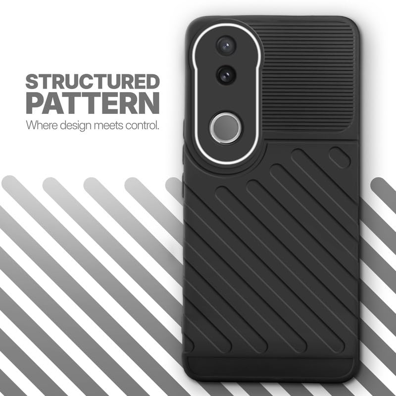 Textured soft silicone back cover for Vivo V50 5G, Black finish with comfortable anti-slip grip