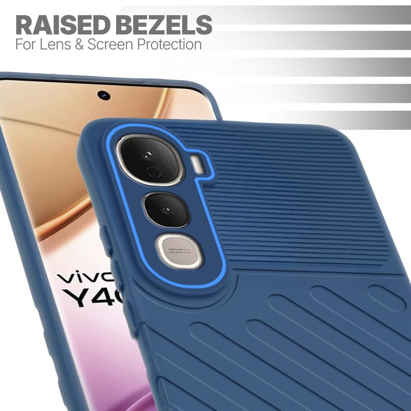 Slim blue silicone back cover for Vivo Y400 Pro 5G with strong drop protection and soft feel