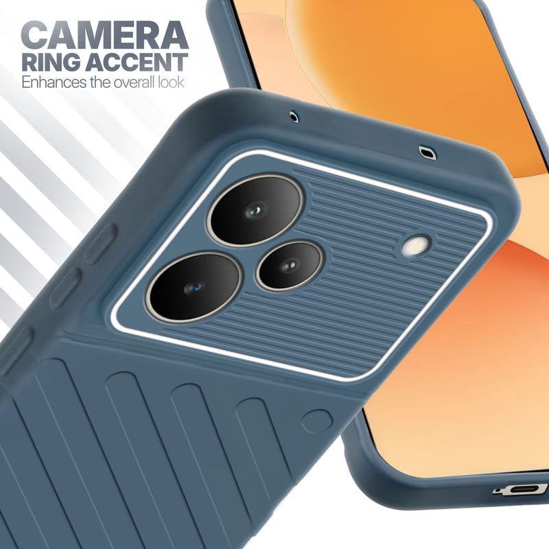 Realme P4 5G Grey silicone case with raised camera ring for extra lens protection and stylish look