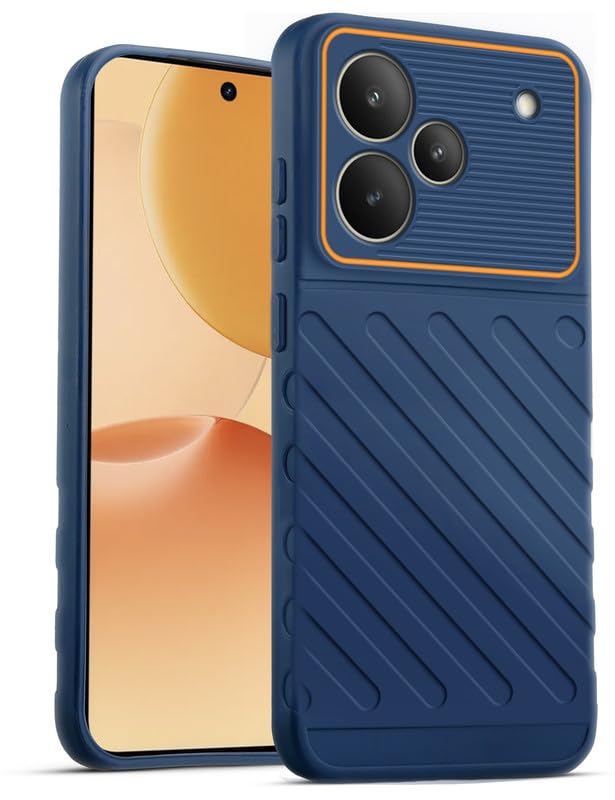 Lightweight and flexible silicone case for Realme P4 5G with raised camera protection – blue color